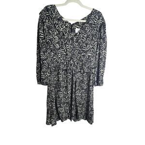 BA&SH Lia printed pleated crepe mini dress sz 8 3/4 sleeve beachy festival boho